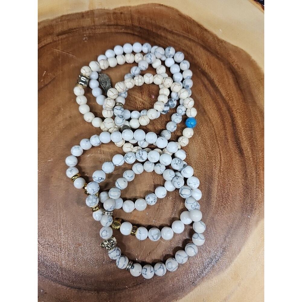 Natural Howlite Stone Bracelets 7pc Set - Picture 3 of 7